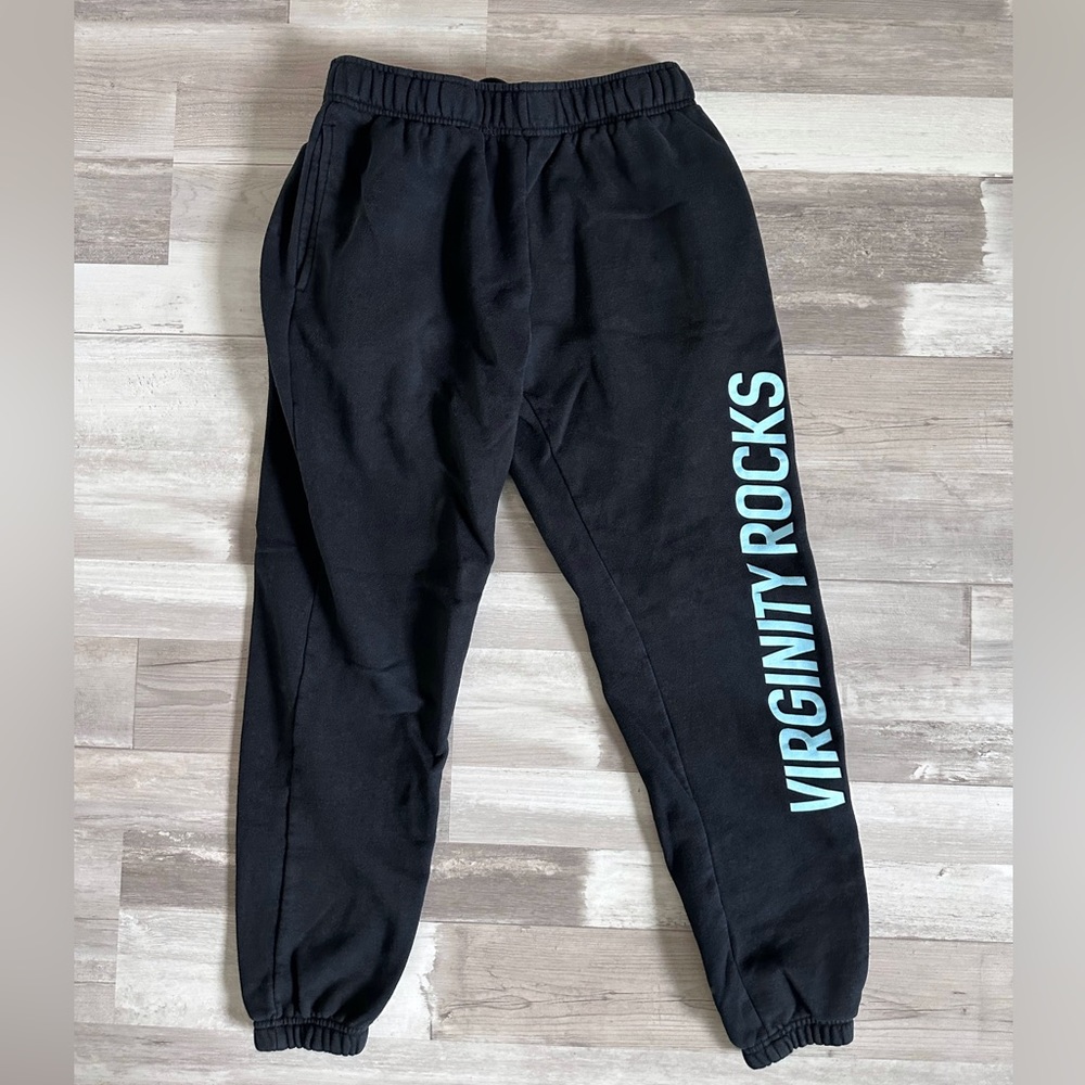 Danny Duncan Black Sweatpants w/ Type Out  “Virginity Rocks” | Size S